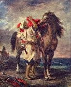 Eugene Delacroix Marokkaner beim Satteln seines Pferdes France oil painting artist